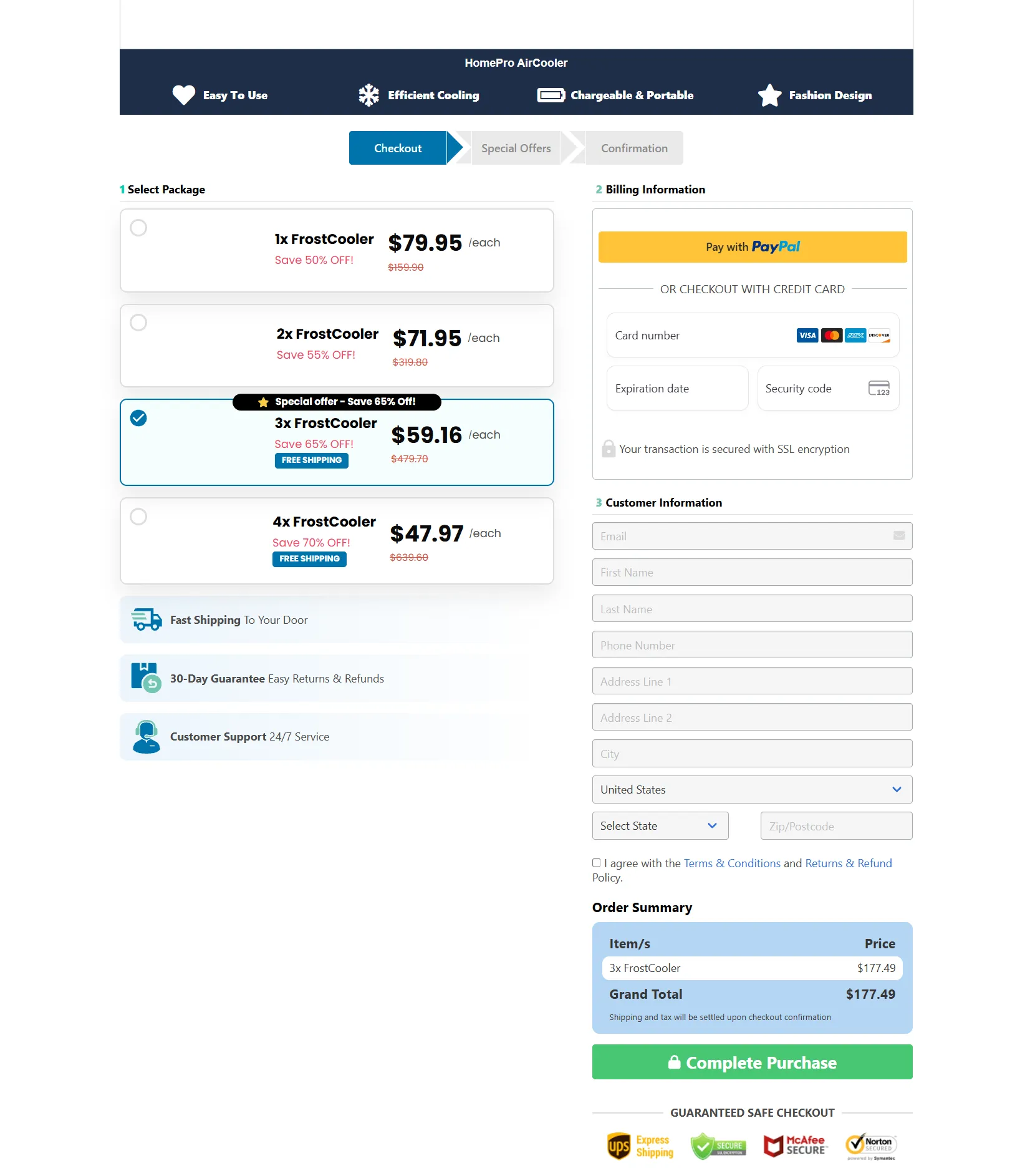 frostcooler secure checkout page